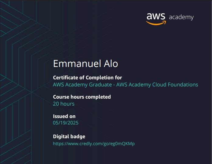AWS Academy Cloud Foundations certificate